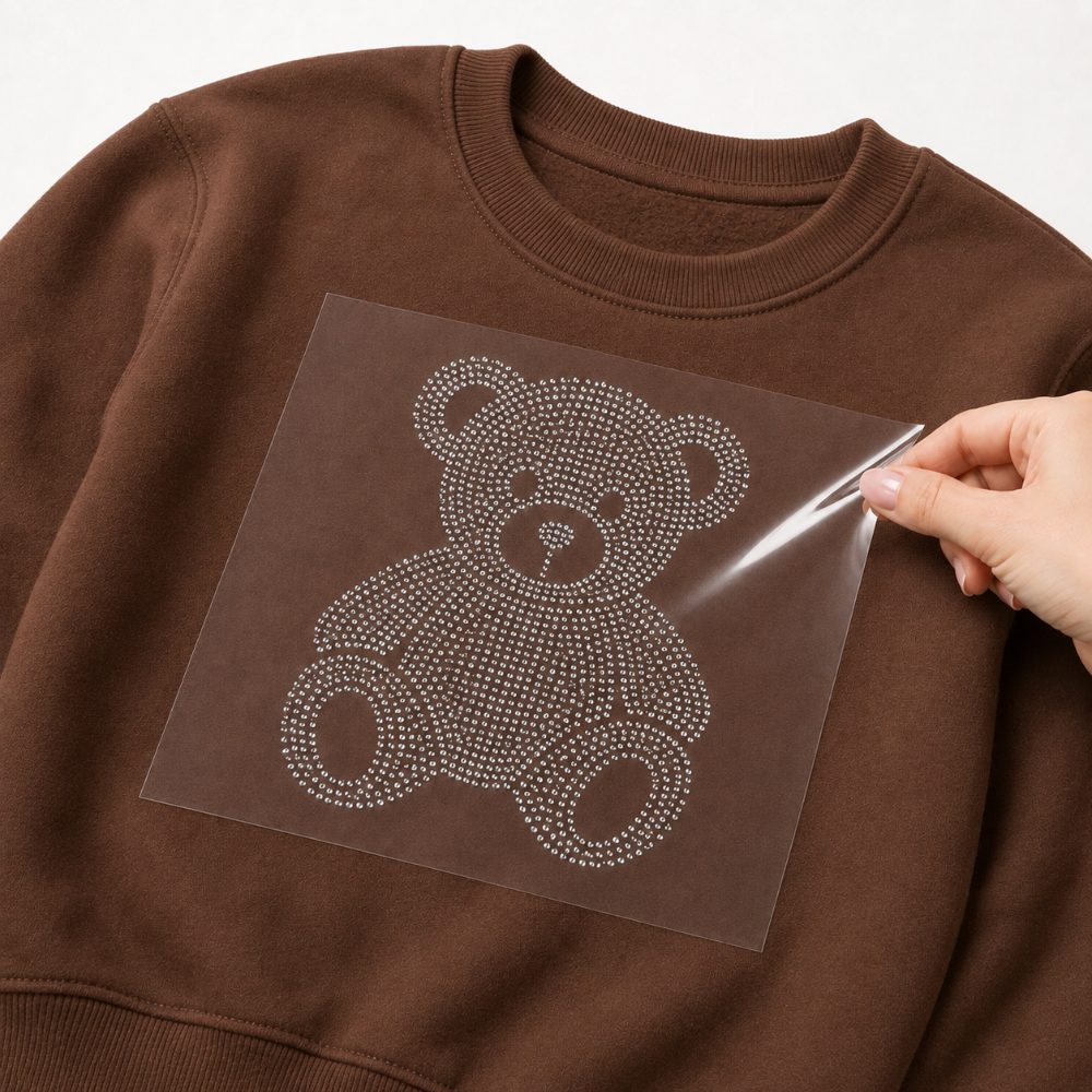 Strass aplicado em moletom infantil